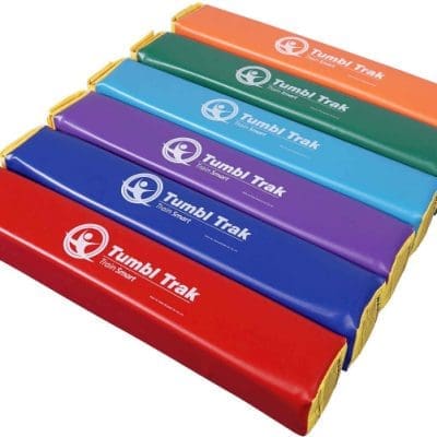 Six Tumbl Trak Fun Sticks stacked in assorted colors